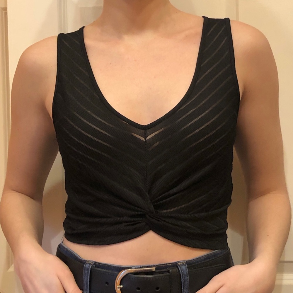 Forever 21 Black Sheer Striped Tank Top